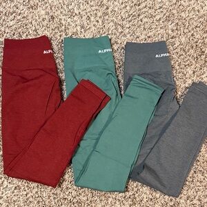 Alphalete Amplify Leggings - Red, Green, and Gray